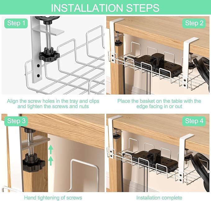 Organizador cables bajo mesa